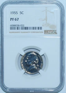 1955 NGC PR67 Jefferson Nickel - Picture 1 of 2