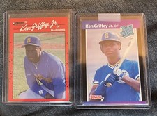 Ken Griffey Jr. 1989 & 1990 Donruss Rookie #365 #33 ERROR CARDS Bent Damage Look