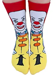 Mens Unisex Horror Movie Cartoon Novelty PENNYWISE Clown IT Character CREW SOCKS - Picture 1 of 8