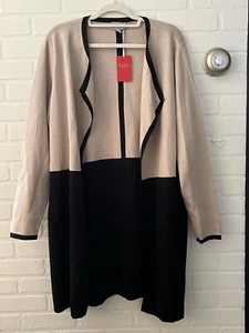 Talbots Pure Women's Size 18 Cashmere Cardigan NWT Beige/Black Pockets - Picture 1 of 8