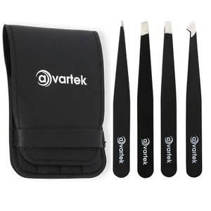 Tweezers Set Professional 4 - Piece Eyebrow Hair Beauty Pluckers Stainless Steel - Picture 1 of 12