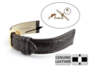 GENUINE LEATHER STRAP AFRICAN BCG BUTTERFLY CLASP GOLD PJ 18, 20, 22, 24 MM US - Picture 1 of 2