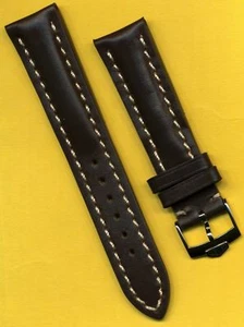 22mm GENUINE BROWN LEATHER MB STRAP BAND HEAVILY PADDED & PRE TAG HEUER BUCKLE - Picture 1 of 5