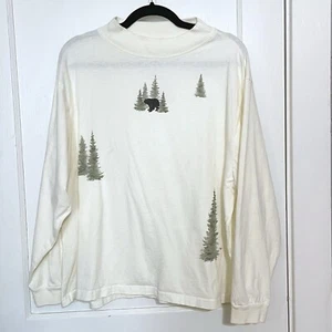 Vintage Artisans Screen Printing Shirt Forest Bear Pine Mock Neck Adult XL - Picture 1 of 6