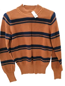 Gap Pullover Damen klein orange blau gestreift gerippter Saum Langarm Pullover Neu mit Etikett - Bild 1 von 5