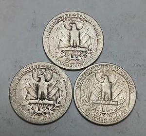 Lot of 3x 1941 Washington Quarter - P D S - Three Historic 90% Silver Coins! - Picture 1 of 4