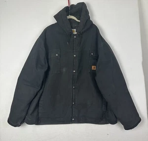 Carhartt J284 BLK Mens Jacket Black Hooded Multi-Pocket Sherpa Lined Size 4XL - Picture 1 of 15