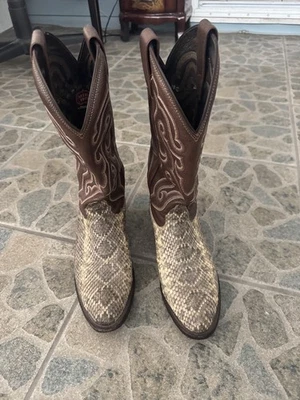 Vintage NOCONA Western Diamondback Rattlesnake COWBOY BOOTS Mens 10 C - Image 1 of 4