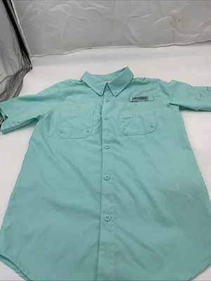 Camisa Columbia PFG Abotonada Jóvenes Niños Talla L Ventilada Omni Tono Azul 14/16 Foto 1 de 4