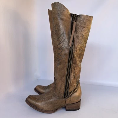 Freebird by Steven WHISPER Women's Sz US 7 Mid-Calf Distressed Gold Leather Boot - Image 1 of 4