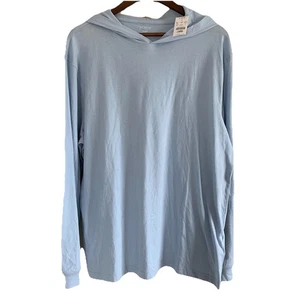 Neu mit Etikett J. Hellblaues Langarm-T-Shirt aus gewaschenem Jersey mit Kapuze mit Rundhalsausschnitt Größe Large - Bild 1 von 11