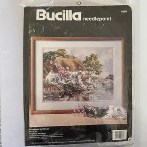 Dimensions Needlepoint “Riverbank Cottage” Kit Vintage Needlepoint Sealed - Picture 1 of 5