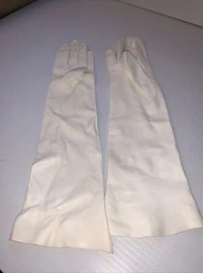 Vintage 1960's White 14'' leather gloves-Table cut size 6 1/2 - Picture 1 of 4