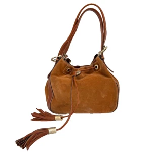 Bolso cubo de gamuza Lancel Paris borla marrón monedero de hombro dinero antiguo lujo MCM - Imagen 1 de 19