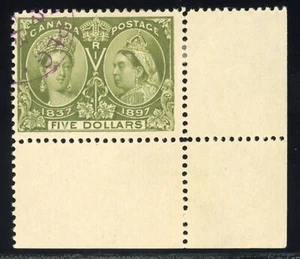 Canada 1897 $5 Jubilee Scott# 65 Used LR Corner VF/XF Pristine Gem RARE!! - Picture 1 of 2