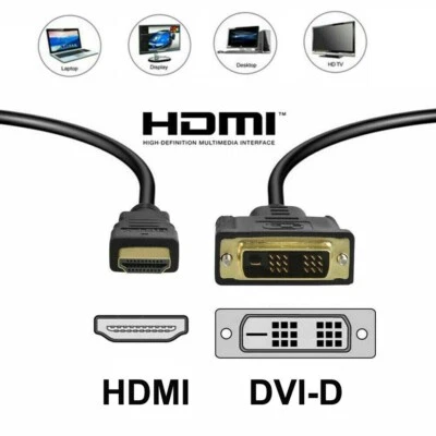 1x HDMI to DVI-D Monitor Display Adapter Cable HD HDTV 6FT - Image 1 of 3