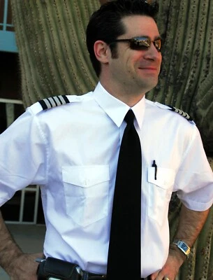 Camisa de piloto AEROPhoenix Elite para hombre, blanca manga corta - Selecciona talla Foto 1 de 4