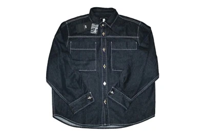 NWT! Edwin Men's Ranell Cotton Lyocell Black rinsed Raw Denim Baggy Overshirt. - Image 1 of 4