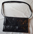 Vintage Eel Skin Eelskin Clutch Bag Black Leather Lined Strap Womens Purse