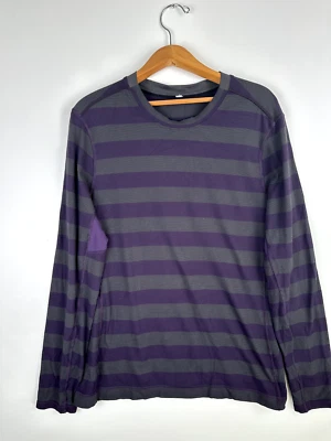 Lululemon Women's Striped Long Sleeve Relaxed Fit T-shirt Purple Gray 21.5x28.5 - Image 1 of 4