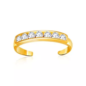 Conjunto de anillo de dedo del pie de circonita cúbica con pavé de oro amarillo de 14k - Imagen 1 de 1