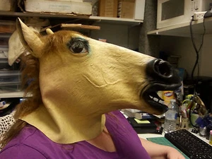 New Lady Horse Mask - In package Never worn  Horse Head Dress up Adult size Mask - Picture 1 of 9