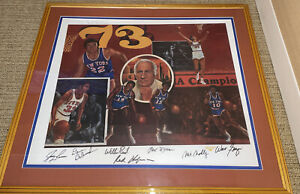 Rare 1973 New York Knicks Champs Autographed/signed Lithograph. Authentic/ LOA.