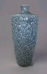 Blue Sea Life Theme Vase--12" Tall - Picture 1 of 2