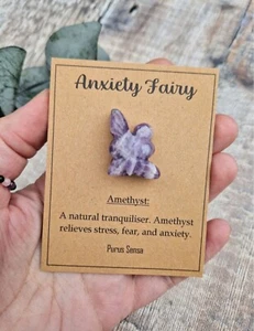 Anxiety Crystal Healing Gift Stress & Depression, Calming Amethyst Fairy Card - Picture 1 of 5