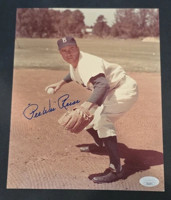 Foto 8x10 firmada por PEE WEE REESE-SALÓN DE LA FAMA-BROOKLYN DODGERS-JSA Foto 1 de 4