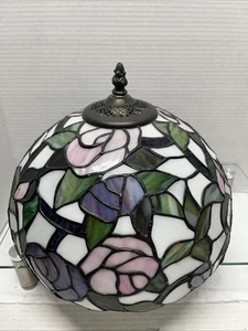Lámpara Floral Estilo Tiffany Vitral Pantalla Flores Diseños 12"x12" X 8.5" - Imagen 1 de 14