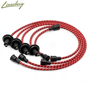 Classic Type 1 009 / 034 Red / Black Vintage Cotton Wrapped 7mm HT Ignition VW - Picture 1 of 1