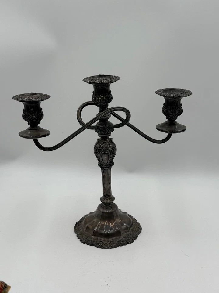 "Hermoso candelabro barroco antiguo enchapado en plata 11x5x11,5""" Foto 1 de 4