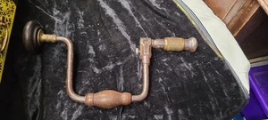 Taladro antiguo vintage de madera y metal 14" - Imagen 1 de 9