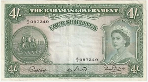Banconota Bahamas 4 scellini 1936/1954 a scelta ottime condizioni scegli#13-B-349 - Foto 1 di 2