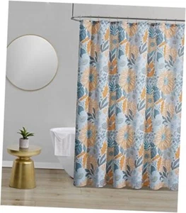 Bathroom Set 72" Fabric Curtain & 12 Metal Shower Hooks, Waterproof, Modern - Picture 1 of 6