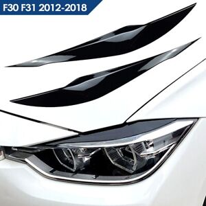 BMW F30 F31 Eyebrows Headlight Eyelid Cover Trim Gloss Black 3 Series 2012-2018
