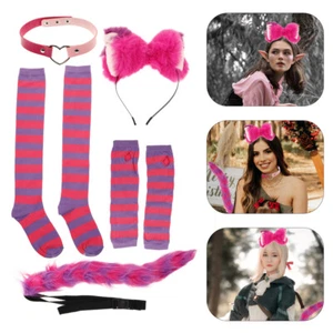 1 Set Cosplay Cat Ears Headband Collar Dress-up Animal Ears Hairband Tail Prop - Picture 1 of 12