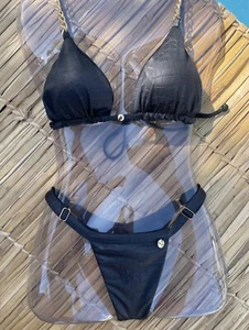 Brazilian Bikini Swimsuit Black Size Medium - Picture 1 of 3