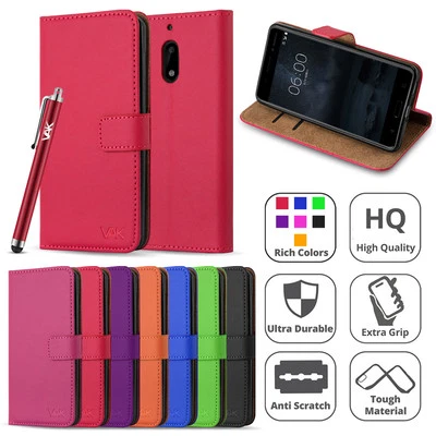 For Nokia 6 Phone Case Leather Wallet Book Flip Folio Stand View Cover - Image 1 of 4
