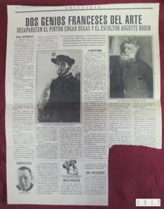 ANTIQUE 1917-18 NEWSPAPER PAGE EDGAR DEGAS PICTURE SPAIN - Picture 1 of 6