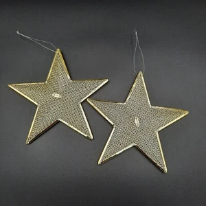 Gold-Tone Metal Star Hanging Ornaments Set Of 2 For Holiday & Home Decor - Picture 1 of 4