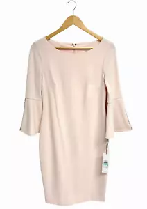 Calvin Klein women's sheath dress light pink belt pearl sleeve size 8 - Picture 1 of 12