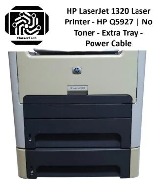 Impresora láser HP LaserJet 1320 - HP Q5927 | Sin tóner - Bandeja adicional - Cable de alimentación Foto 1 de 4