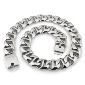Enorme Pesado Acero Inoxidable 316L Cubano Link Chian Hombre Collar de Motociclista 5Q008ND - Imagen 1 de 18