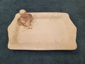 ANTIKES WEISSES PORZELLIN ENGEL/ROSE THEMA TRINKET TABLETT - GEBRAUCHT - Bild 1 von 11