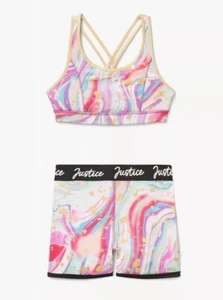 New Justice Girls Set Sports Bra And Short Dance And Gymnastics Sizes S 7/8 - Picture 1 of 5
