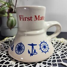Vintage First Mate Nautical Non Spill Ceramic Mug 80s Sailing Boating Office