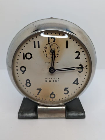 WESTCLOX Big Ben Loud Alarm Clock Style 5A Working Chrome Look S4-D READ! Cover