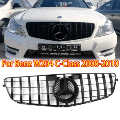 Bumper Grille W/Emblem For Mercedes Benz 2008-2014 W204 C-Class C250 C300 C350 - Image 1 of 4